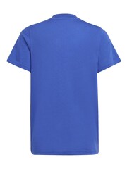 adidas Blue Junior Essentials Small Logo Cotton T-Shirt - Image 2 of 5