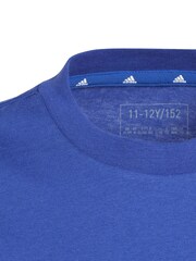 adidas Blue Junior Essentials Small Logo Cotton T-Shirt - Image 4 of 5