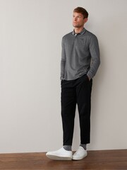 Charcoal Grey Oxford Long Sleeve Pique Polo Shirt - Image 2 of 5
