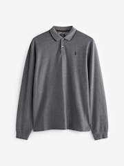 Charcoal Grey Oxford Long Sleeve Pique Polo Shirt - Image 5 of 5