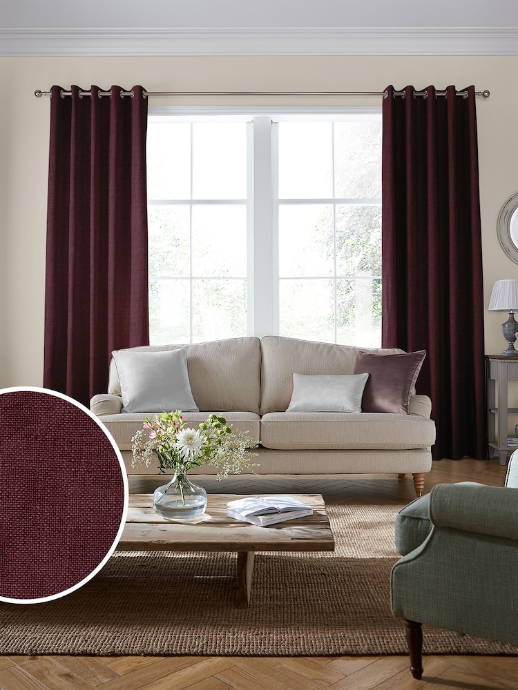 Laura Ashley Dark Cranberry Red Swanson Fabric By The Metre - Image 2 of 2