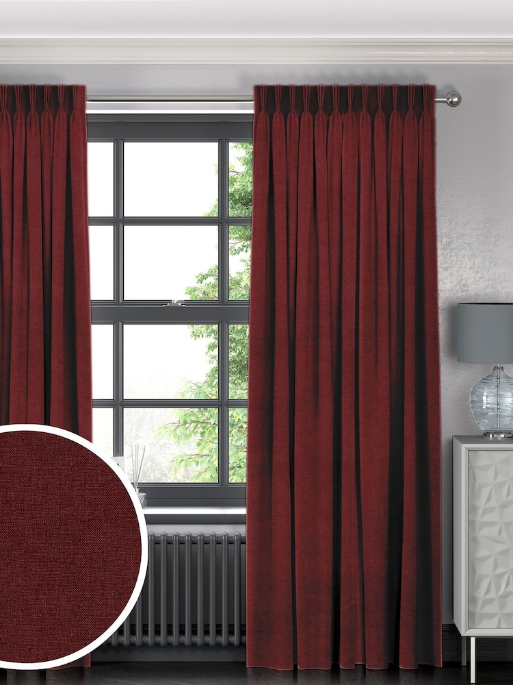Scarlet Red Burgundy Harvi Made To Measure Curtains - Image 1 of 9