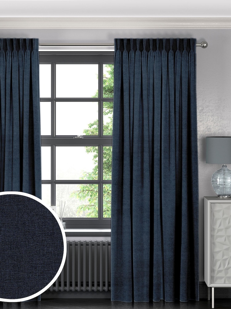 Danube Blue Harvi Made To Measure Curtains - Image 1 of 9 Danube Blue Harvi Made To Measure Curtains - Image 1 of 9