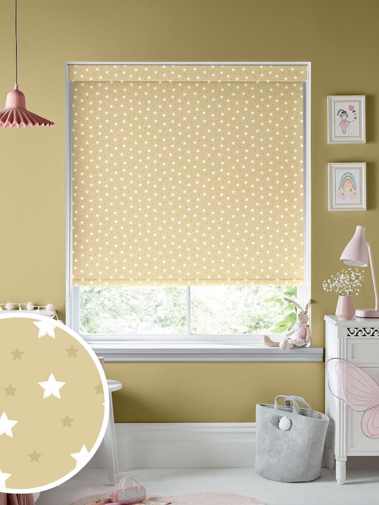 Lemon Yellow Ditsy Stars Made To Measure Roller Blind - Image 1 of 7