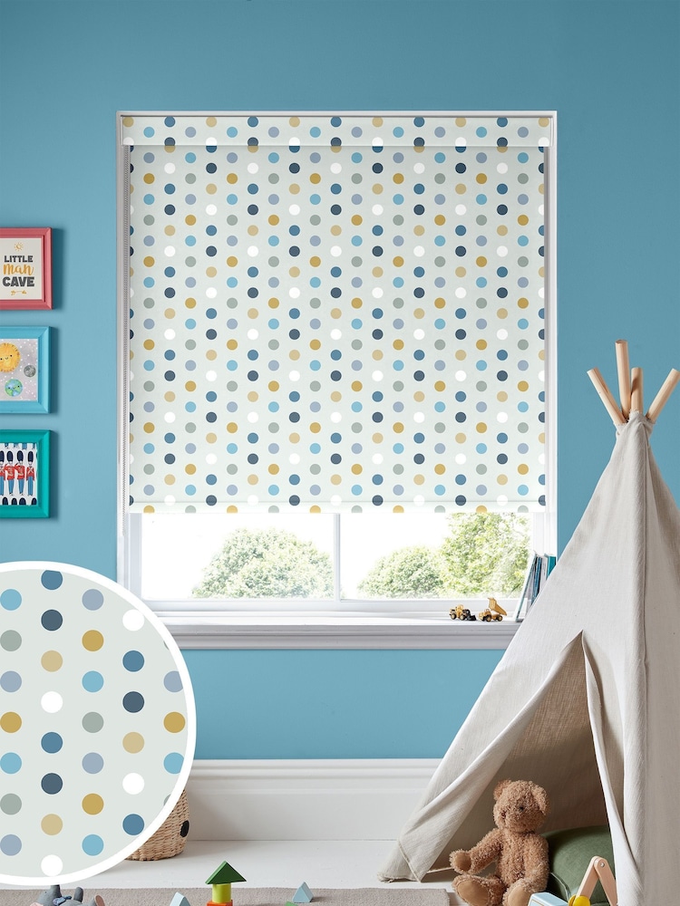 Sky Blue Polka Dots Made To Measure Roller Blind - Image 1 of 6