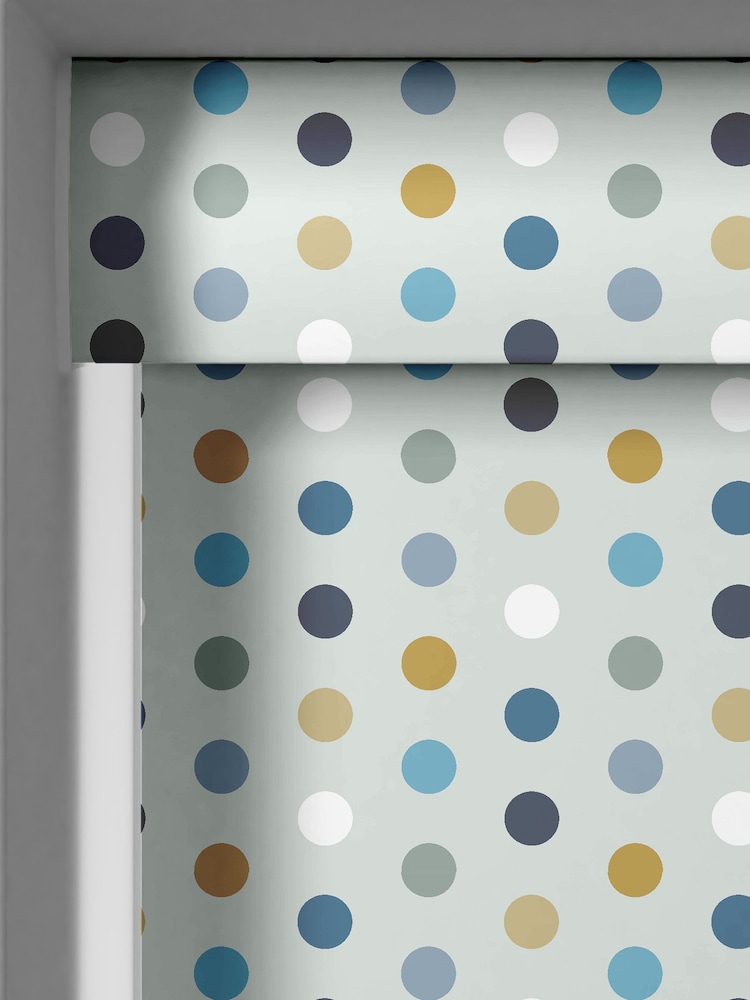 Sky Blue Polka Dots Made To Measure Roller Blind - Image 2 of 6