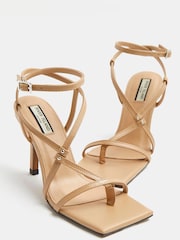 River Island Cream Asymmetrical Barely There Sandals - Image 2 of 5