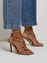 River Island Cream Asymmetrical Barely There Sandals - Image 5 of 5