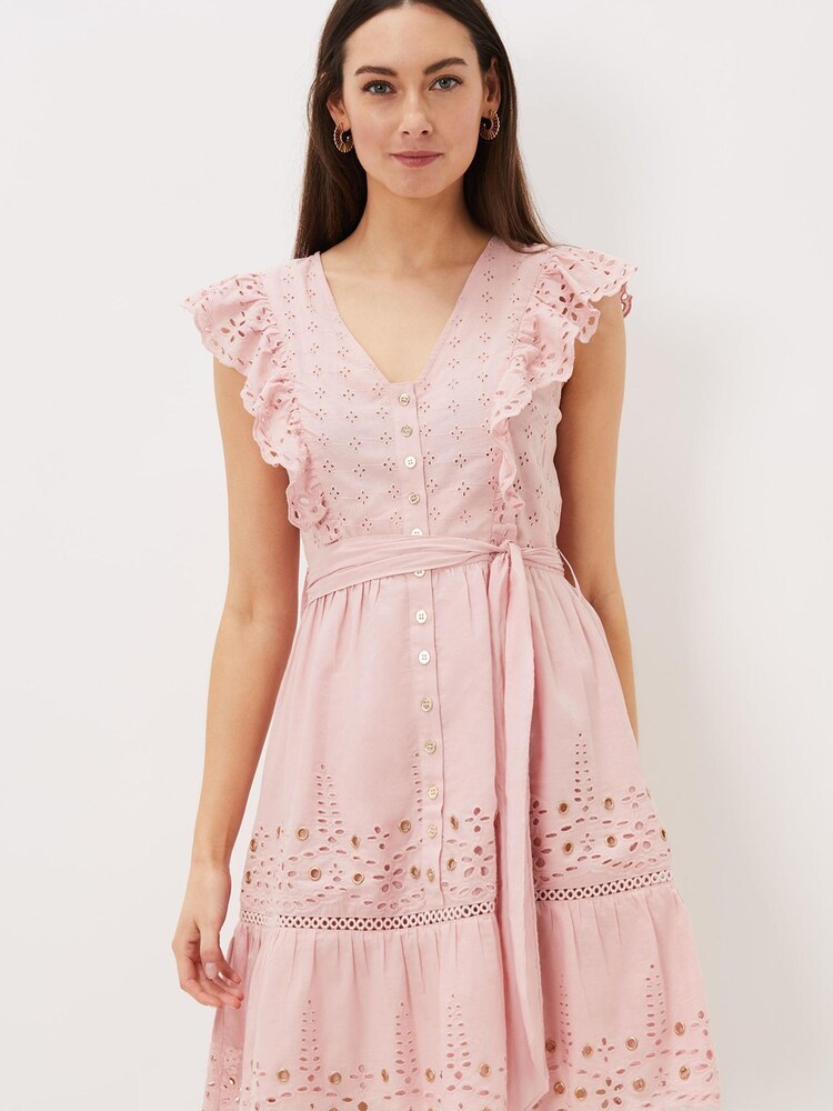 Phase Eight Pink Illa Broderie Eyelet Dress - Image 1 of 4