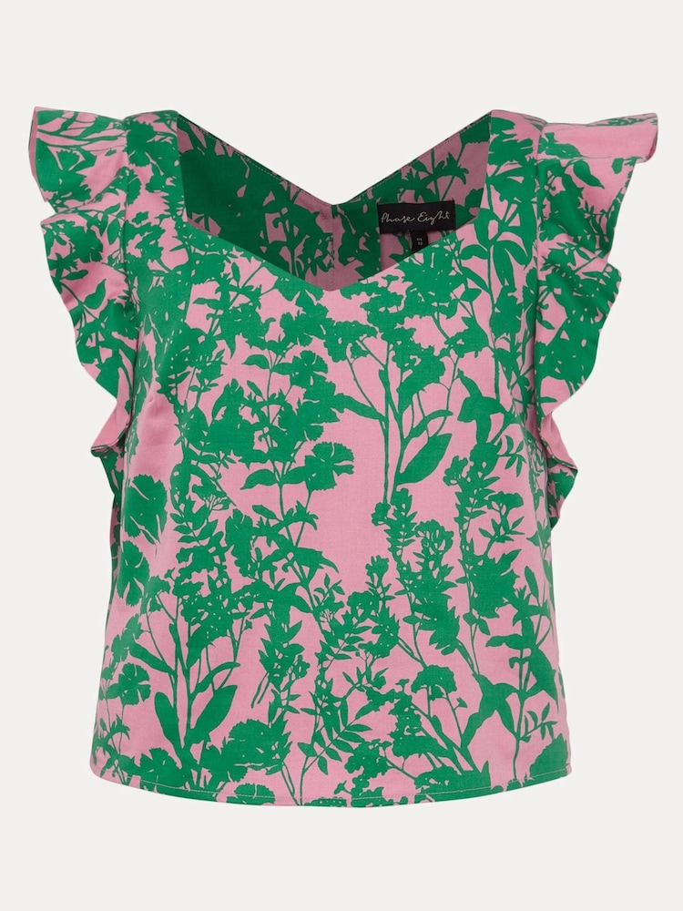 Phase Eight Cleona Green Printed Dobby Co-Ord Top - Image 5 of 5