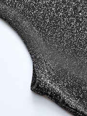 Black Metallic Ribbed Cropped Racer Tank - Image 11 of 11