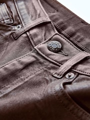 Chocolate Brown Coated High Waist 90s Ankle Skinny Jeans - Image 10 of 11