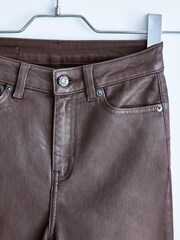 Chocolate Brown Coated High Waist 90s Ankle Skinny Jeans - Image 11 of 11