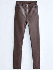 Chocolate Brown Coated High Waist 90s Ankle Skinny Jeans - Image 7 of 11