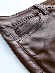 Chocolate Brown Coated High Waist 90s Ankle Skinny Jeans - Image 9 of 11