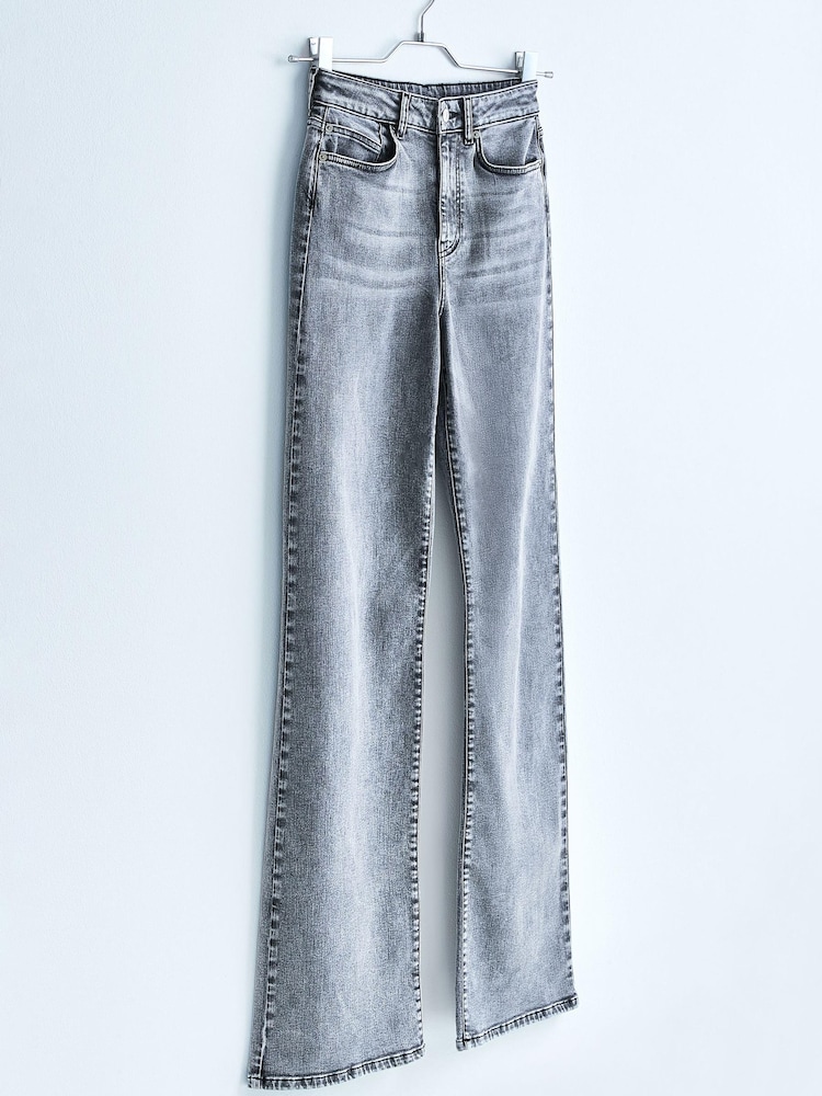 Washed Grey High Waist Wide Leg Jeans - Image 1 of 7