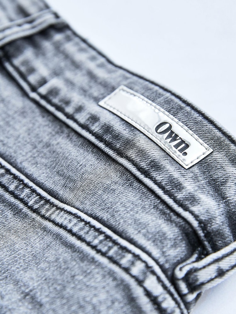 Washed Grey High Waist Wide Leg Jeans - Image 7 of 7