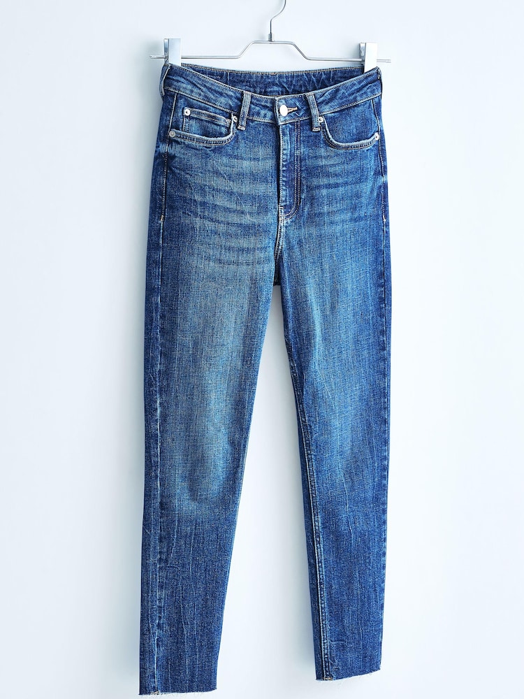 Indigo Blue High Waist 90s Ankle Skinny Jeans - Image 3 of 9