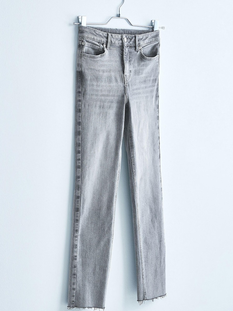 Grey Mid Rise Straight Jeans - Image 1 of 8