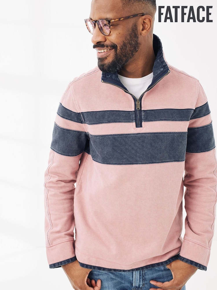Fat Face Pink Airlie Cut And Sew Stripe Sweatshirt - Image 1 of 5