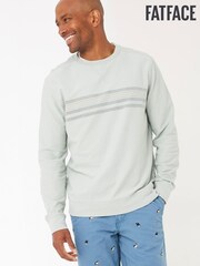FatFace Emsworth Green Chest Stripe Crew Sweat Top - Image 1 of 4