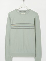 FatFace Emsworth Green Chest Stripe Crew Sweat Top - Image 4 of 4