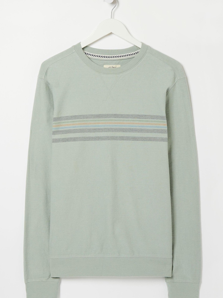 FatFace Emsworth Green Chest Stripe Crew Sweat Top - Image 4 of 4