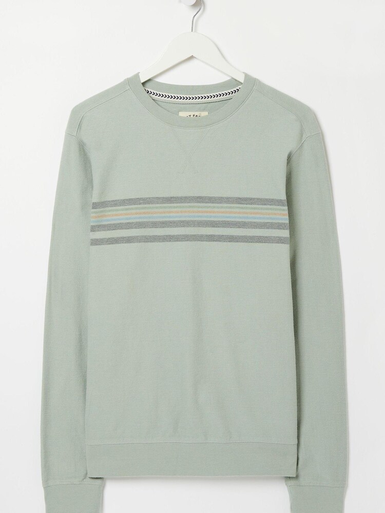 FatFace Emsworth Green Chest Stripe Crew Sweat Top - Image 4 of 4 FatFace Emsworth Green Chest Stripe Crew Sweat Top - Image 4 of 4