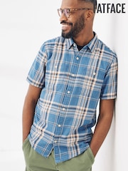 FatFace Blue Stoke Short Sleeve Check Shirt - Image 1 of 4