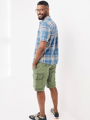 FatFace Blue Stoke Short Sleeve Check Shirt - Image 3 of 4