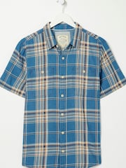 FatFace Blue Stoke Short Sleeve Check Shirt - Image 4 of 4