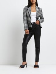 River Island Black Petite Faux Leather Bum Sculpt Trousers - Image 3 of 5