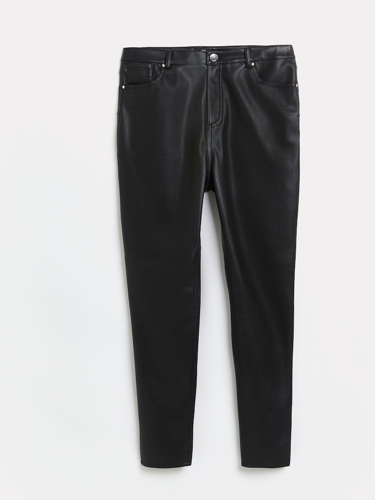 River Island Black Petite Faux Leather Bum Sculpt Trousers - Image 5 of 5 River Island Black Petite Faux Leather Bum Sculpt Trousers - Image 5 of 5