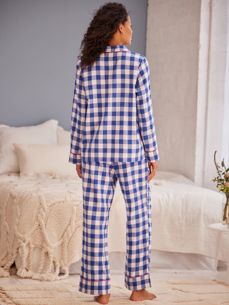 Bath & Body Works Blue Gingham Button Through Pyjama Set - Image 4 of 10