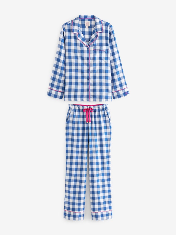 Bath & Body Works Blue Gingham Button Through Pyjama Set - Image 8 of 10