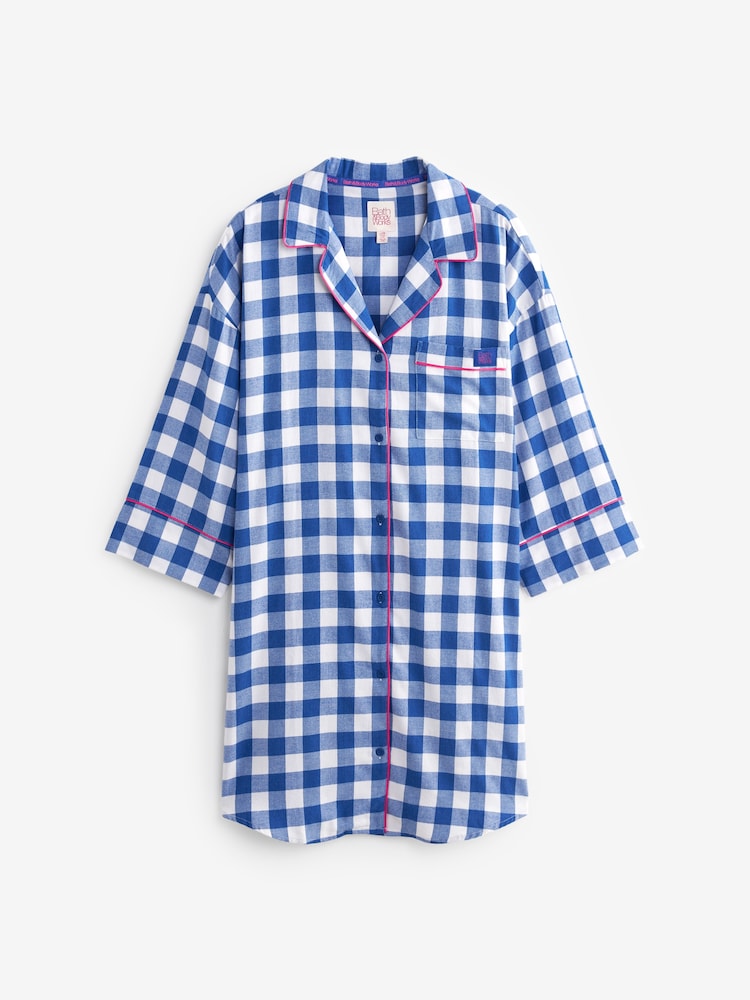 Bath and Body Works USA Blue Gingham Viscose Nightshirt - Image 6 of 6
