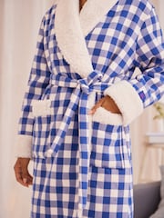 Bath & Body Works Blue Gingham Viscose Cosy Dressing Gown - Image 5 of 7