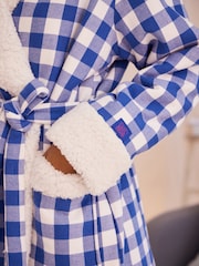Bath & Body Works Blue Gingham Viscose Cosy Dressing Gown - Image 6 of 7