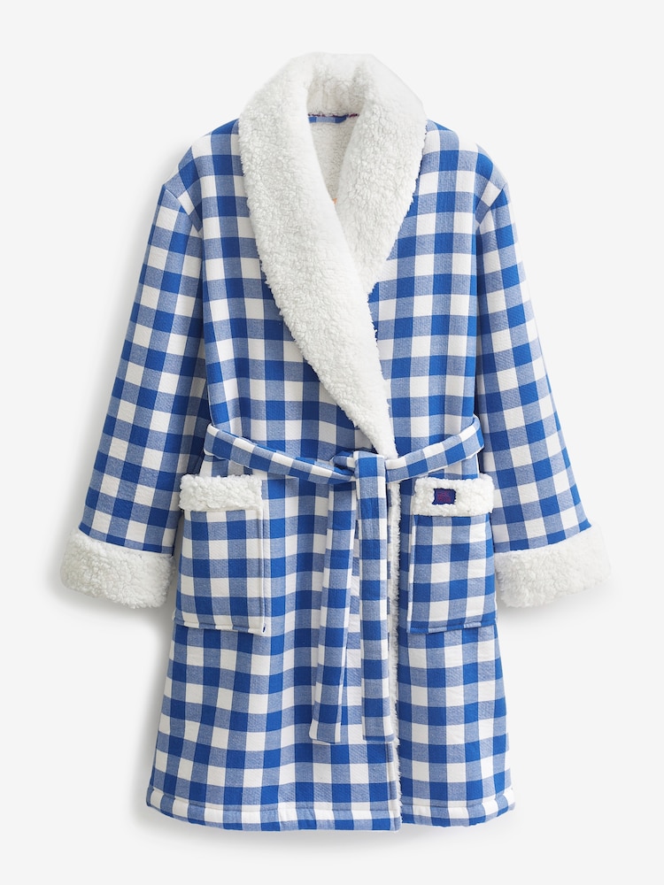 Bath & Body Works Blue Gingham Viscose Cosy Dressing Gown - Image 7 of 7