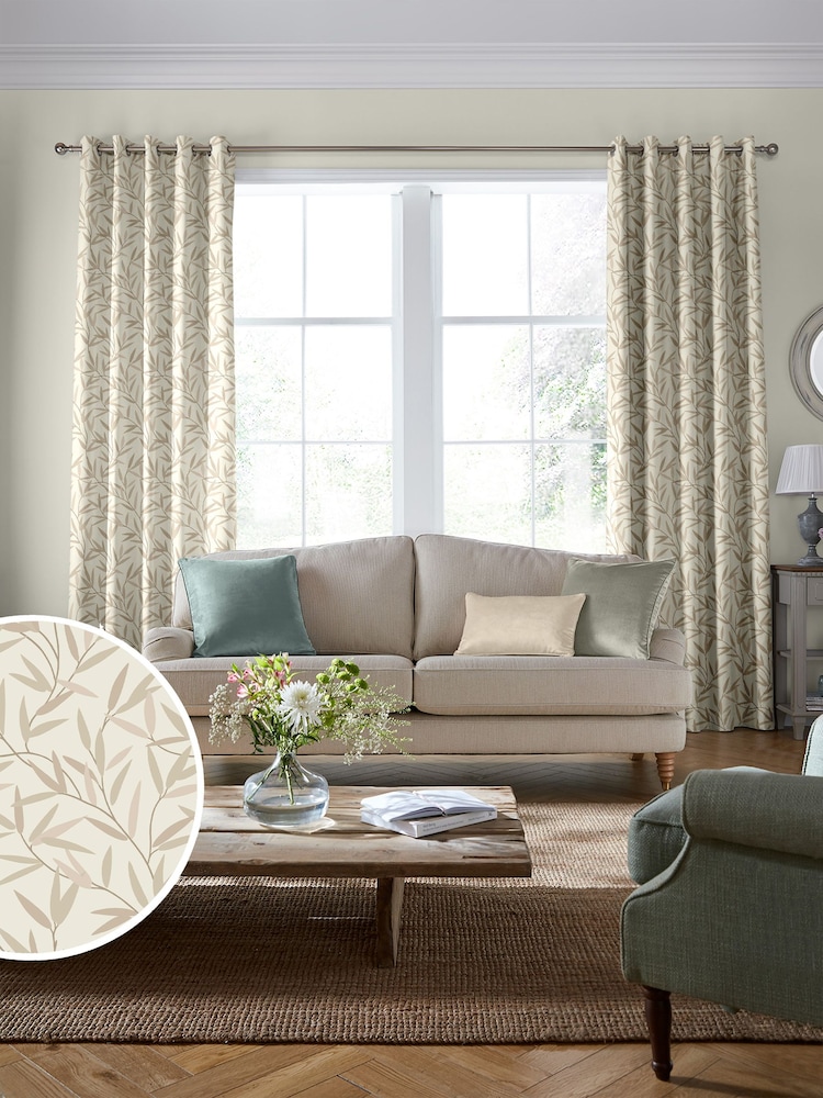 Laura Ashley Natural Willow Leaf 100% Cotton Fabric By The Metre - Image 2 of 2