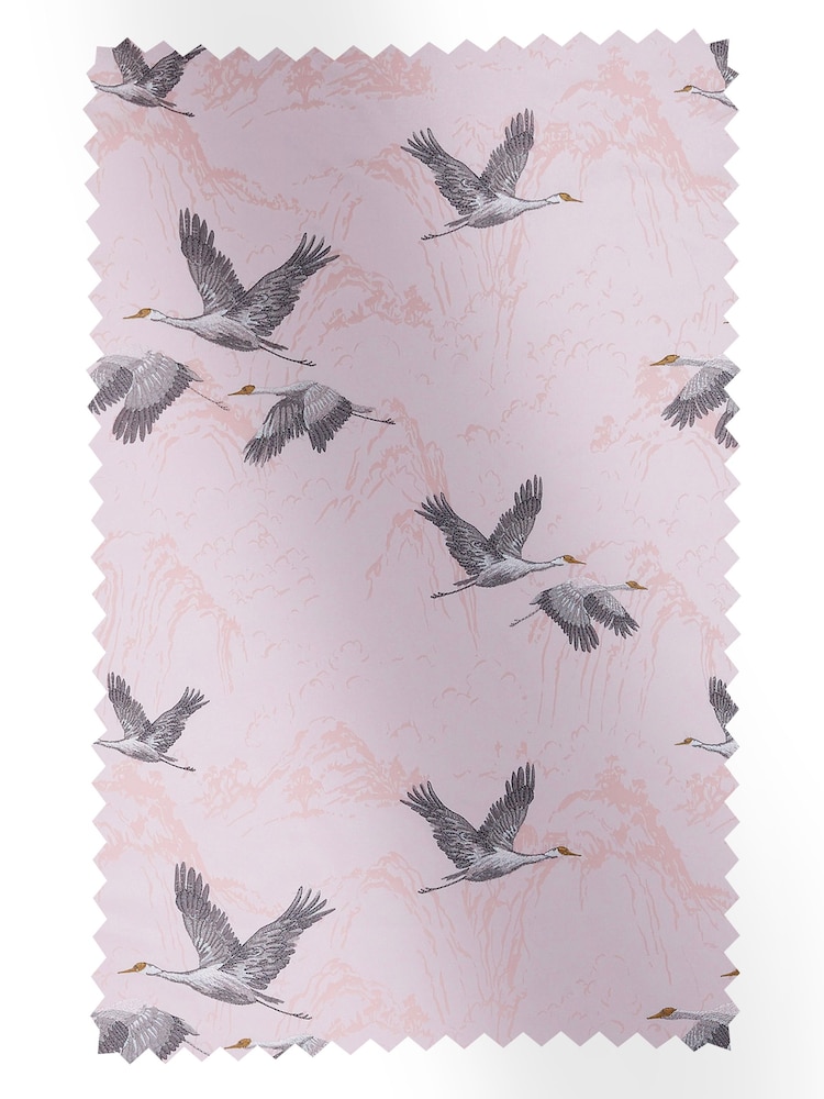 Laura Ashley Blush Pink Animalia Embroidered Fabric By The Metre - Image 1 of 2