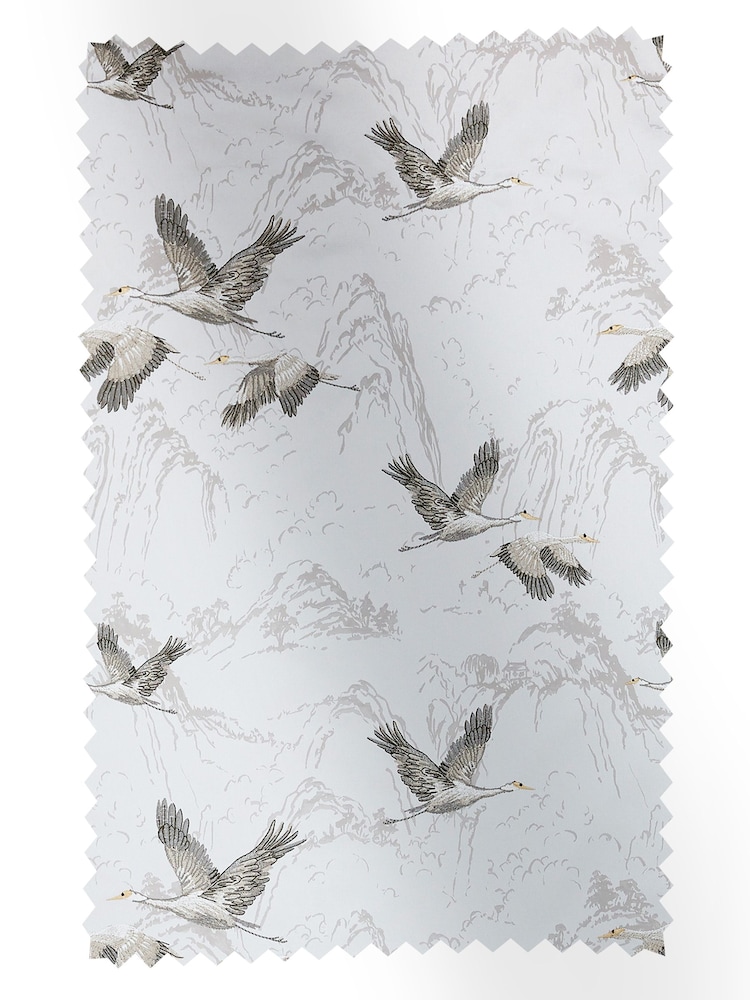 Laura Ashley Silver Grey Animalia Embroidered Fabric By The Metre - Image 1 of 2