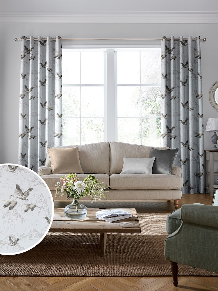 Laura Ashley Silver Grey Animalia Embroidered Fabric By The Metre - Image 2 of 2