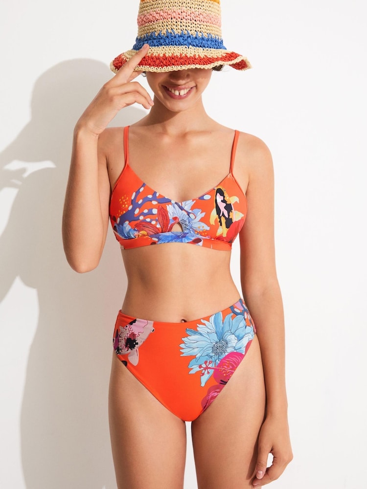 Desigual Bikinihose mit tropischem Print, Orange - Bild 2 von 5