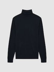 Reiss Navy Caine Slim Fit Merino Wool Roll Neck Jumper - Image 2 of 7