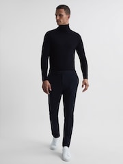 Reiss Navy Caine Slim Fit Merino Wool Roll Neck Jumper - Image 3 of 7