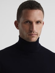 Reiss Navy Caine Slim Fit Merino Wool Roll Neck Jumper - Image 4 of 7