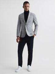Reiss Navy Caine Slim Fit Merino Wool Roll Neck Jumper - Image 6 of 7