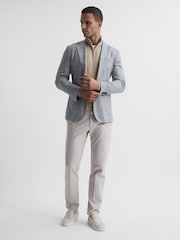 Reiss Wheat Melange Blackhall Merino Wool Zip Neck Jumper - Image 4 of 6