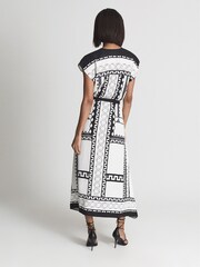 Reiss Black/White Hayley Mono Printed Midi Dress - Image 5 of 6